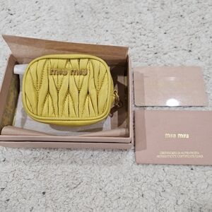 Miu Miu Yellow Matelasse Mini Pouch